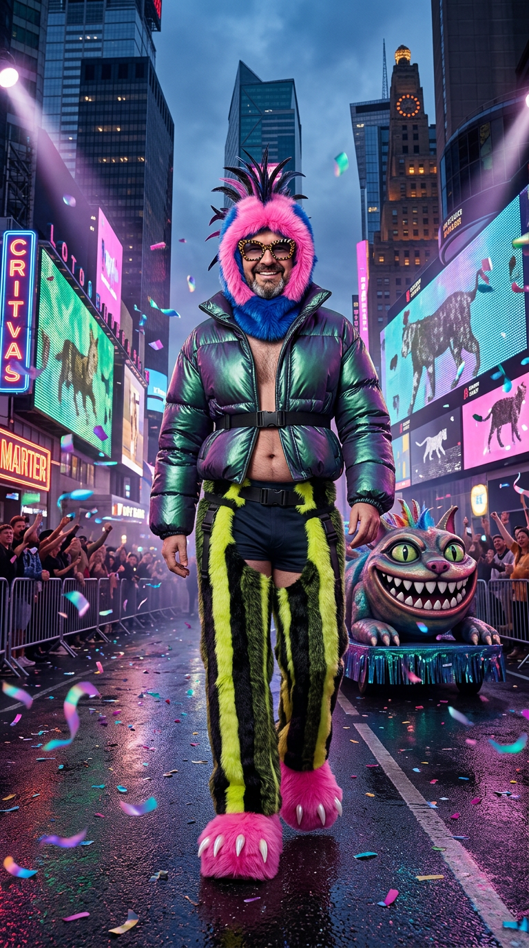 Critter Carnival Couture AI fashion look 2