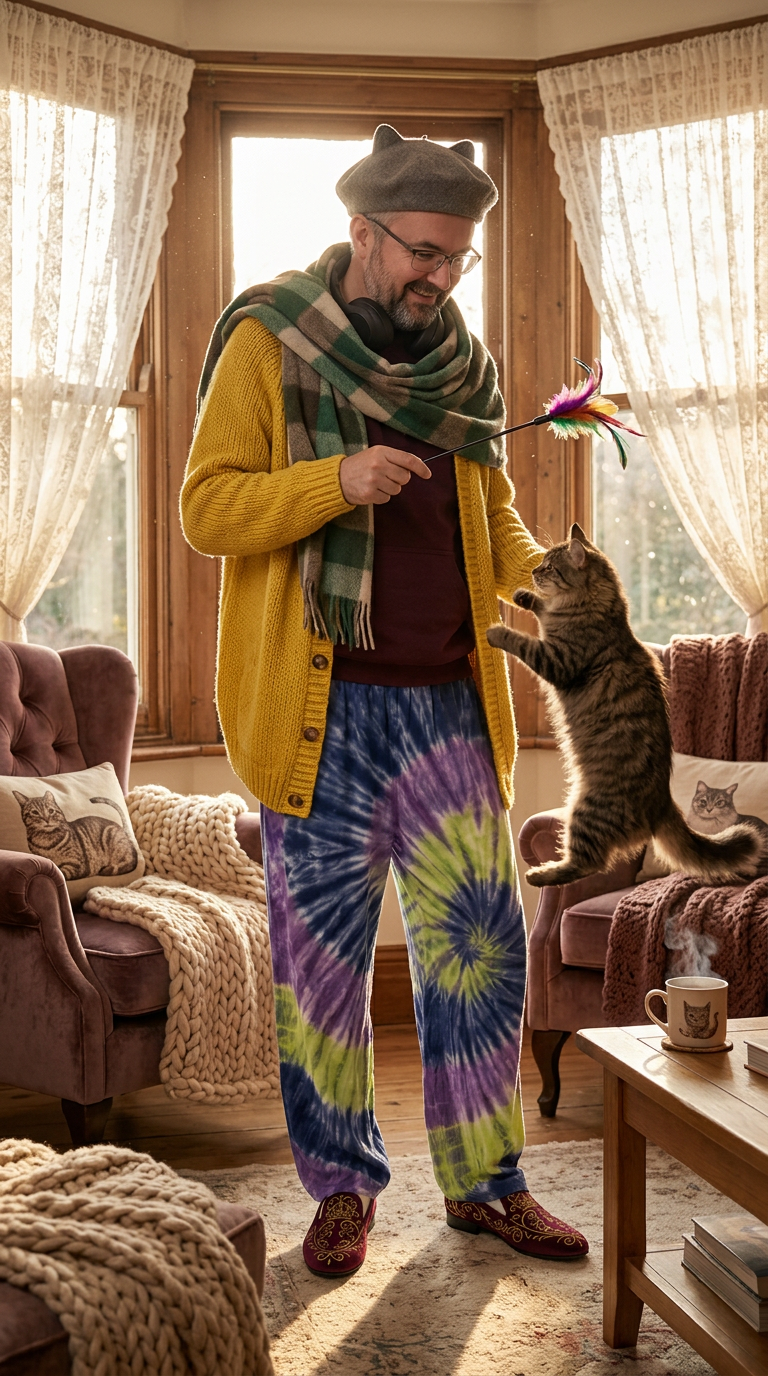 Cozy Caturday Chic AI fashion look 5